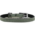 Pet Pal Preppy Stripes Nylon Dog Collar with Classic Buckles 0.37 in.Green & White Size 14 PE854259